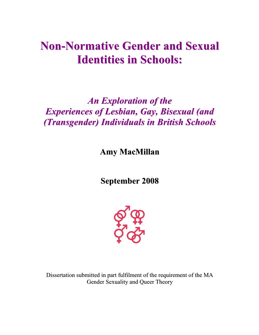 Non-Normative Gender and Sexual Identities in Schools