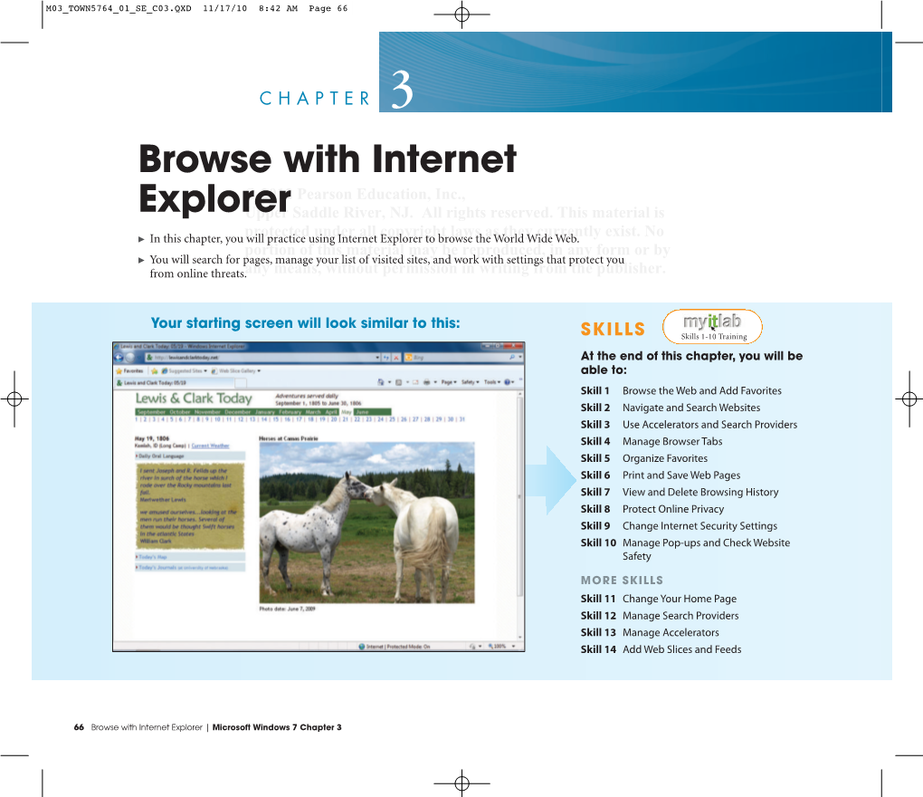 Browse with Internet Explorer | Microsoft Windows 7 Chapter 3 M03 TOWN5764 01 SE C03.QXD 11/17/10 8:42 AM Page 67