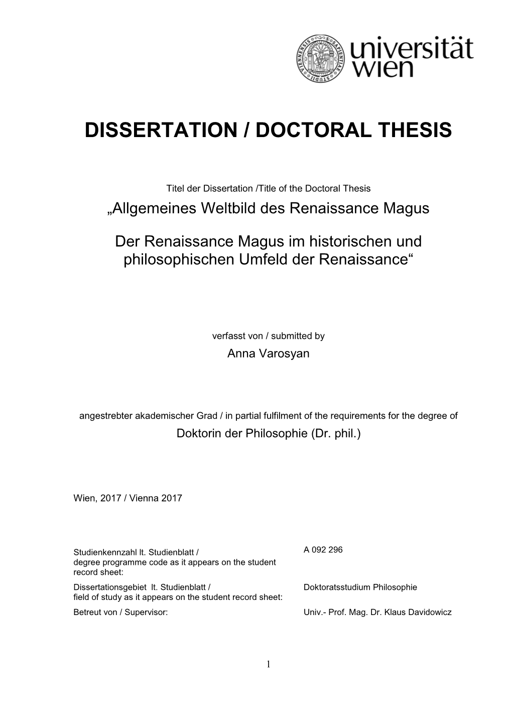 Dissertation / Doctoral Thesis