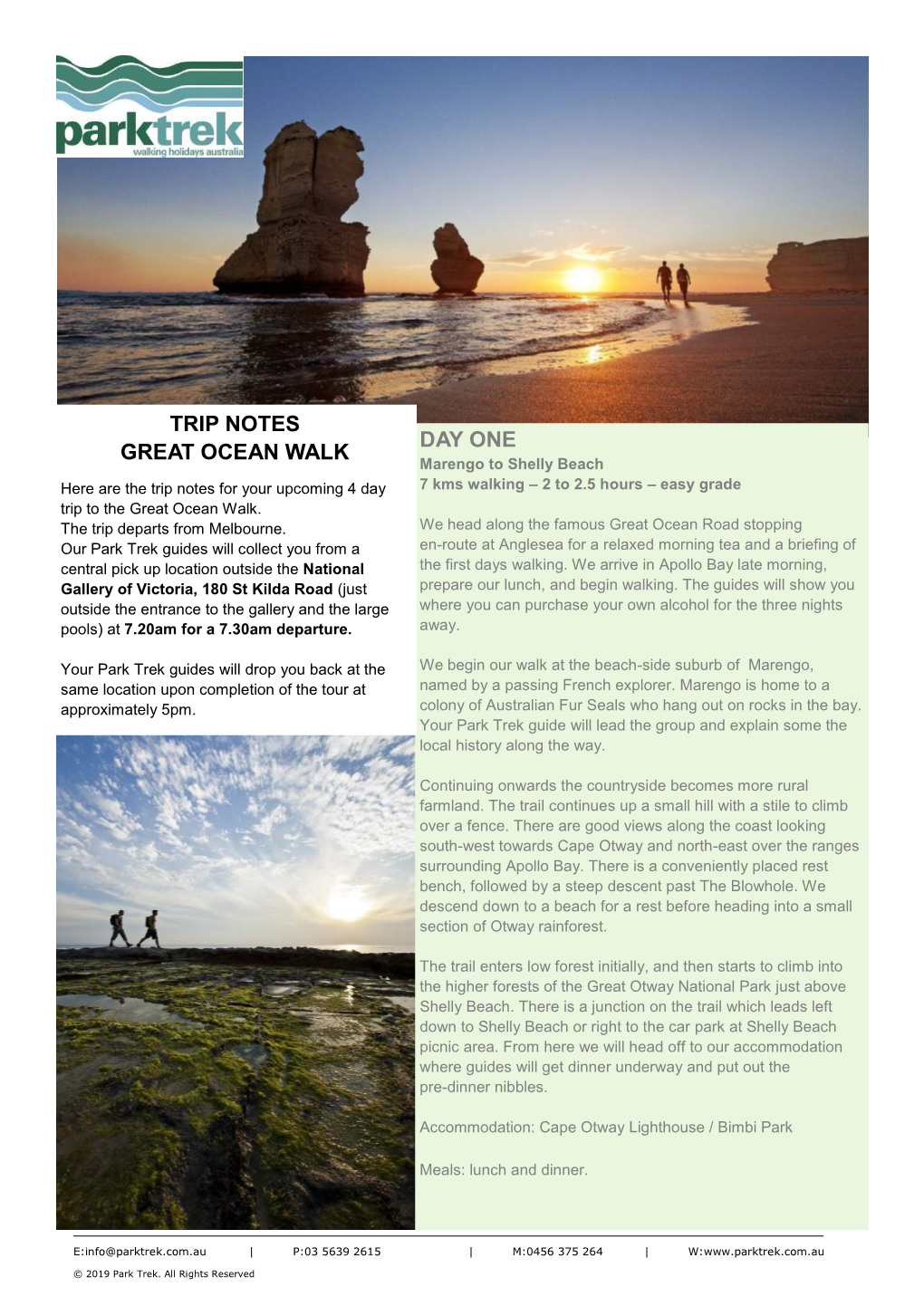 Day One Trip Notes Great Ocean Walk