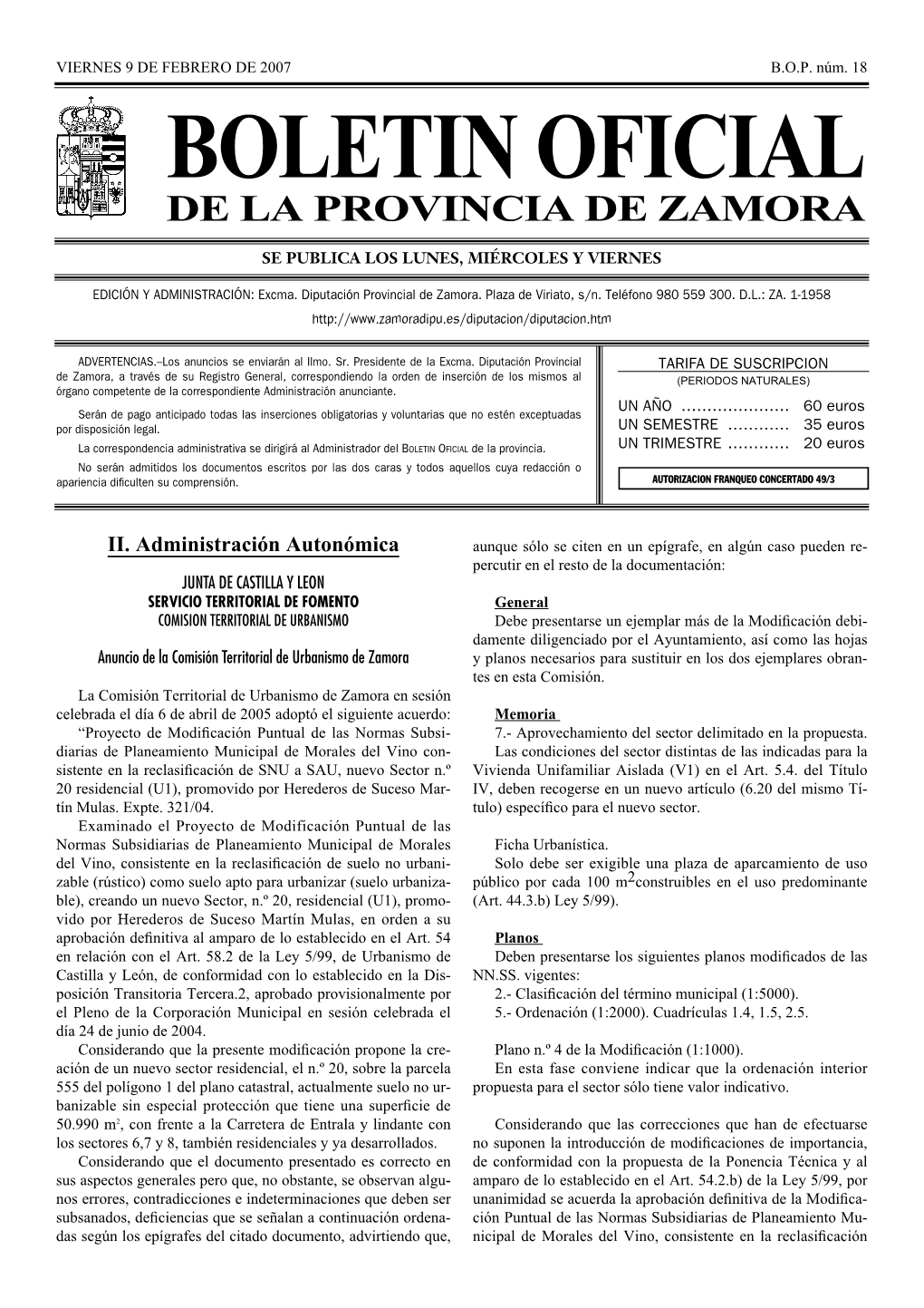 Boletin Oficial De La Provincia De Zamora