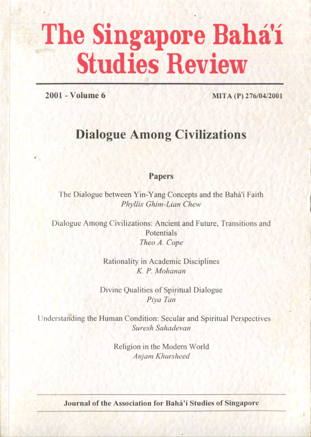 The Singapore Baha'i Studies Review