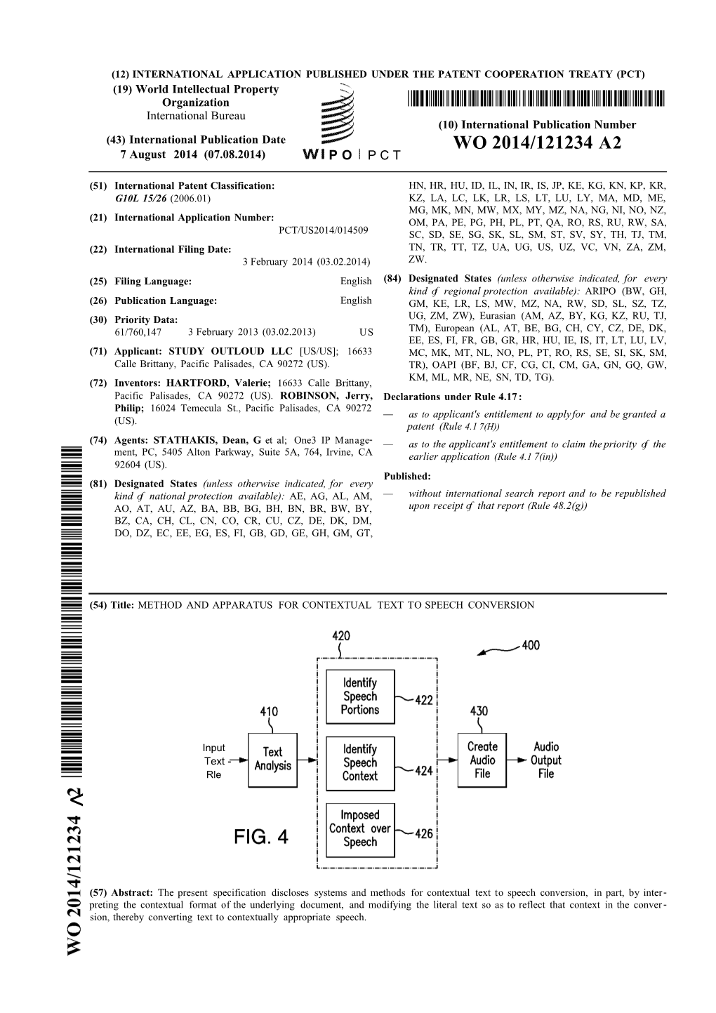 WO 2014/121234 A2 7 August 2014 (07.08.2014) P O P C T