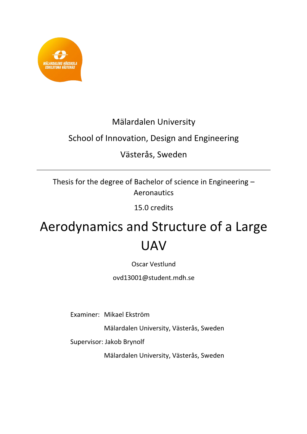 Aerodynamics and Structure of a Large UAV
