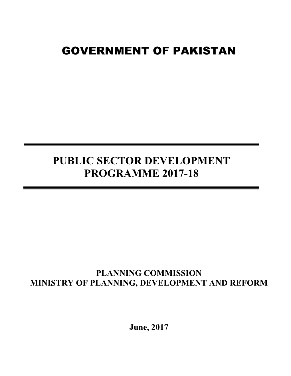 Government of Pakistan Public Sector Development Programme 2017-18