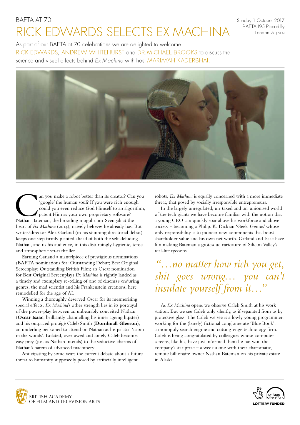 Rick Edwards Selects Ex Machina