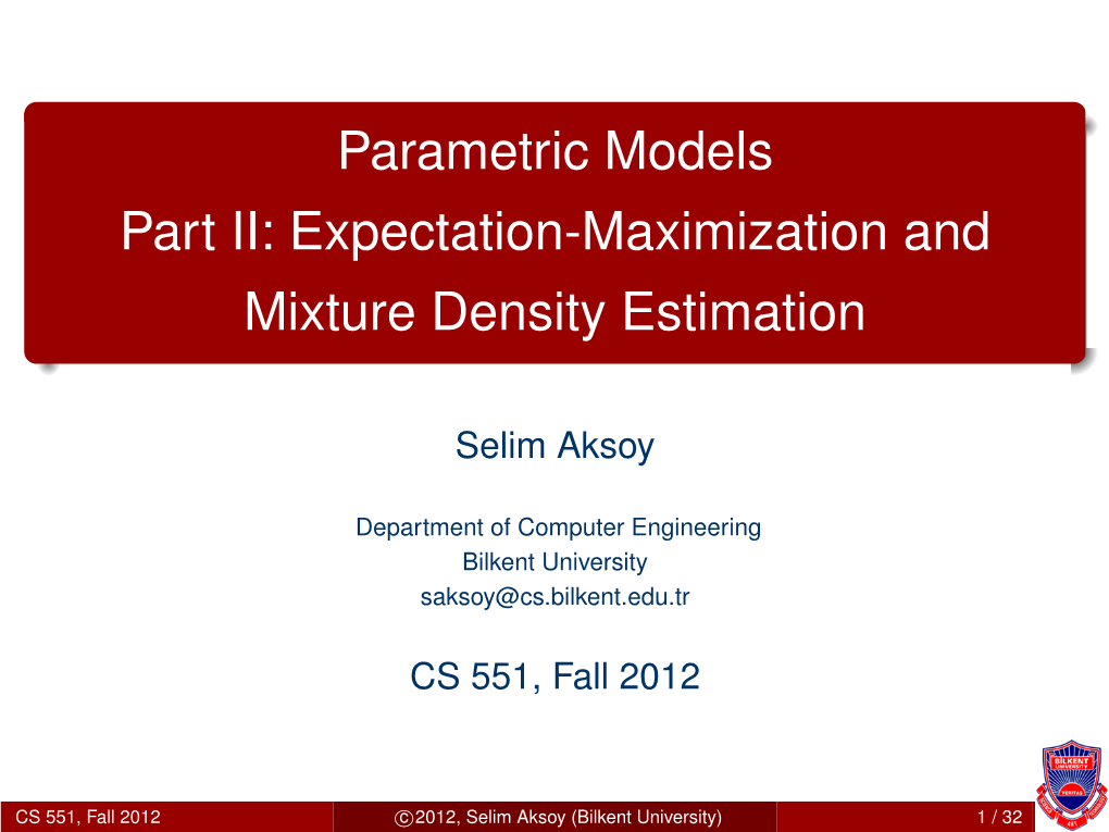 Expectation-Maximization and Mixture Density Estimation