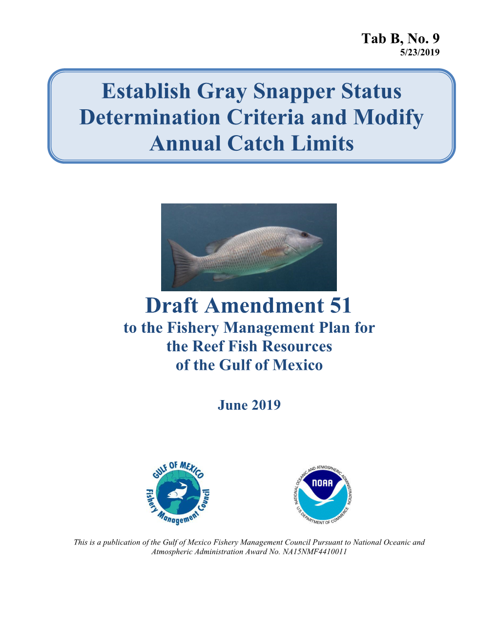 Reef Fish Amendment 51: Gray Snapper