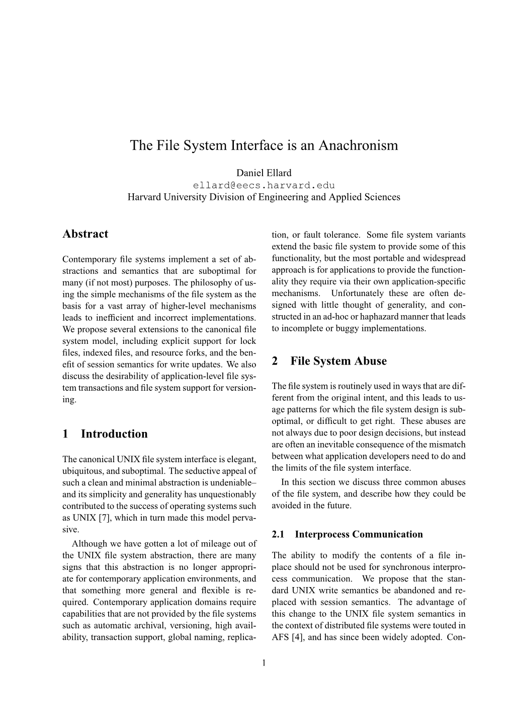 The File System Interface Is an Anachronism