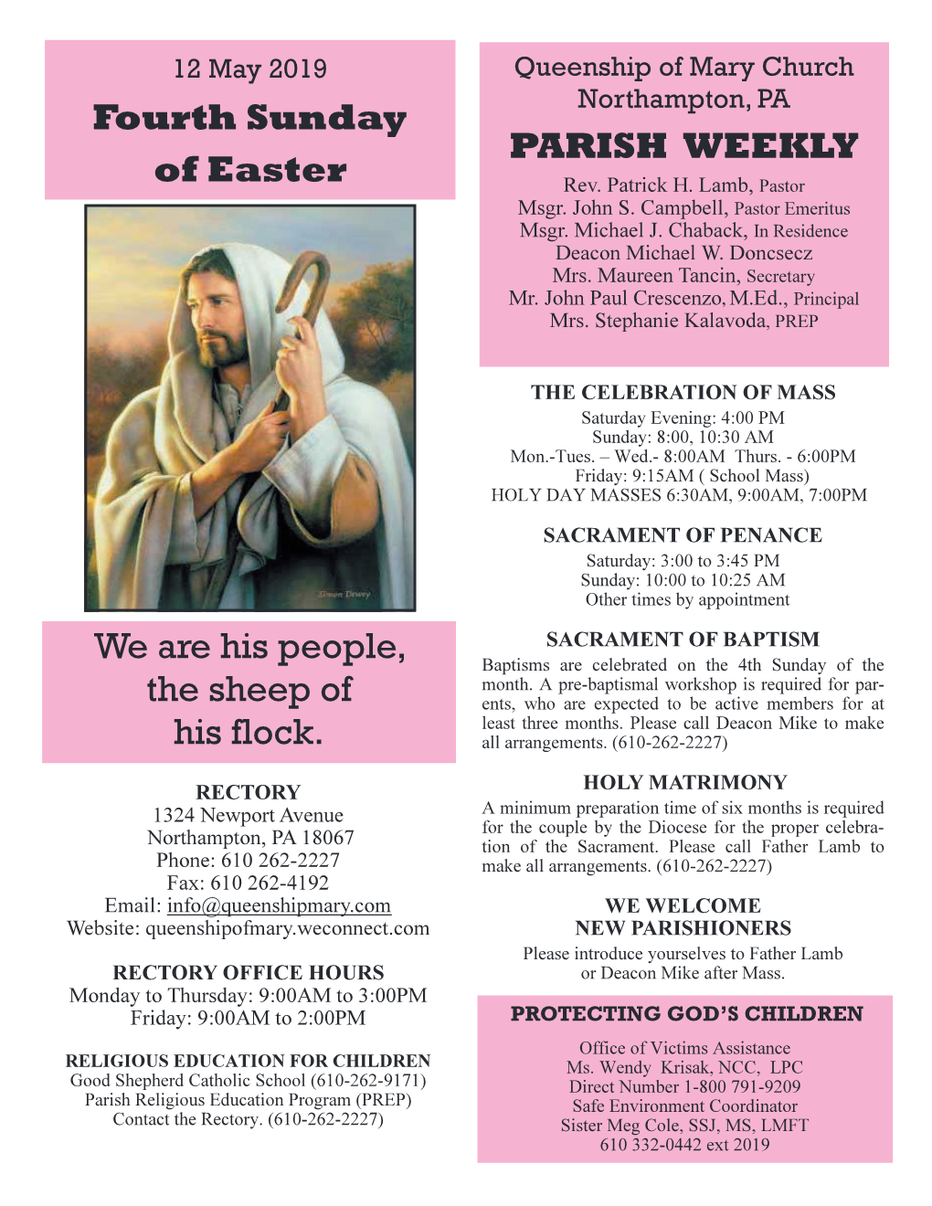 Fourth Sunday of Easter We Are His People, the Sheep of His Flock