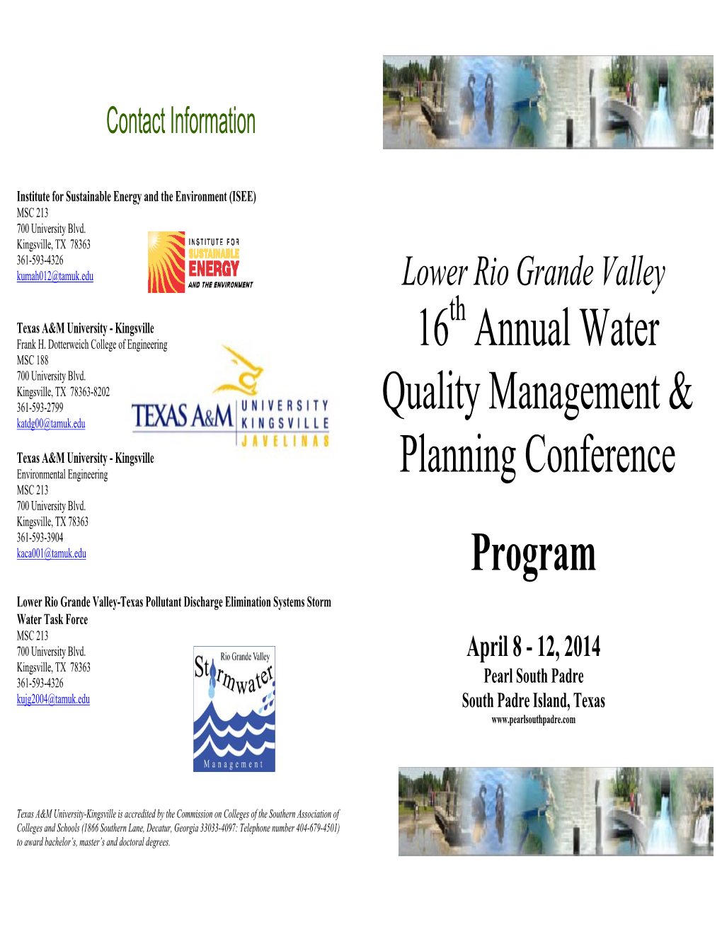 16 Annual Water Quality Management & Planning Conference Program