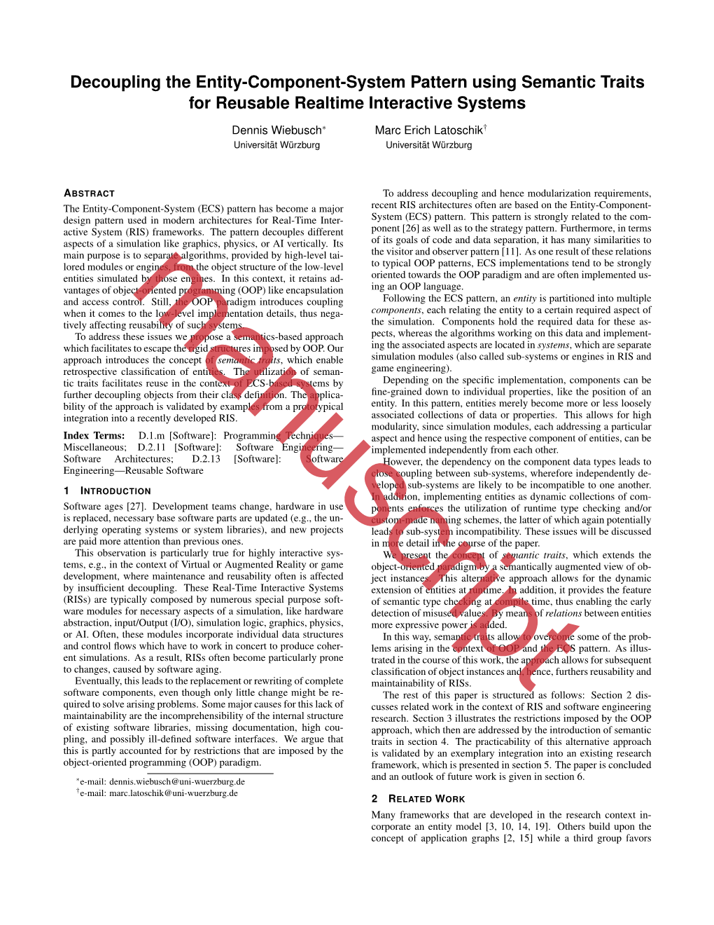 Decoupling the Entity-Component-System Pattern Using Semantic Traits for Reusable Realtime Interactive Systems