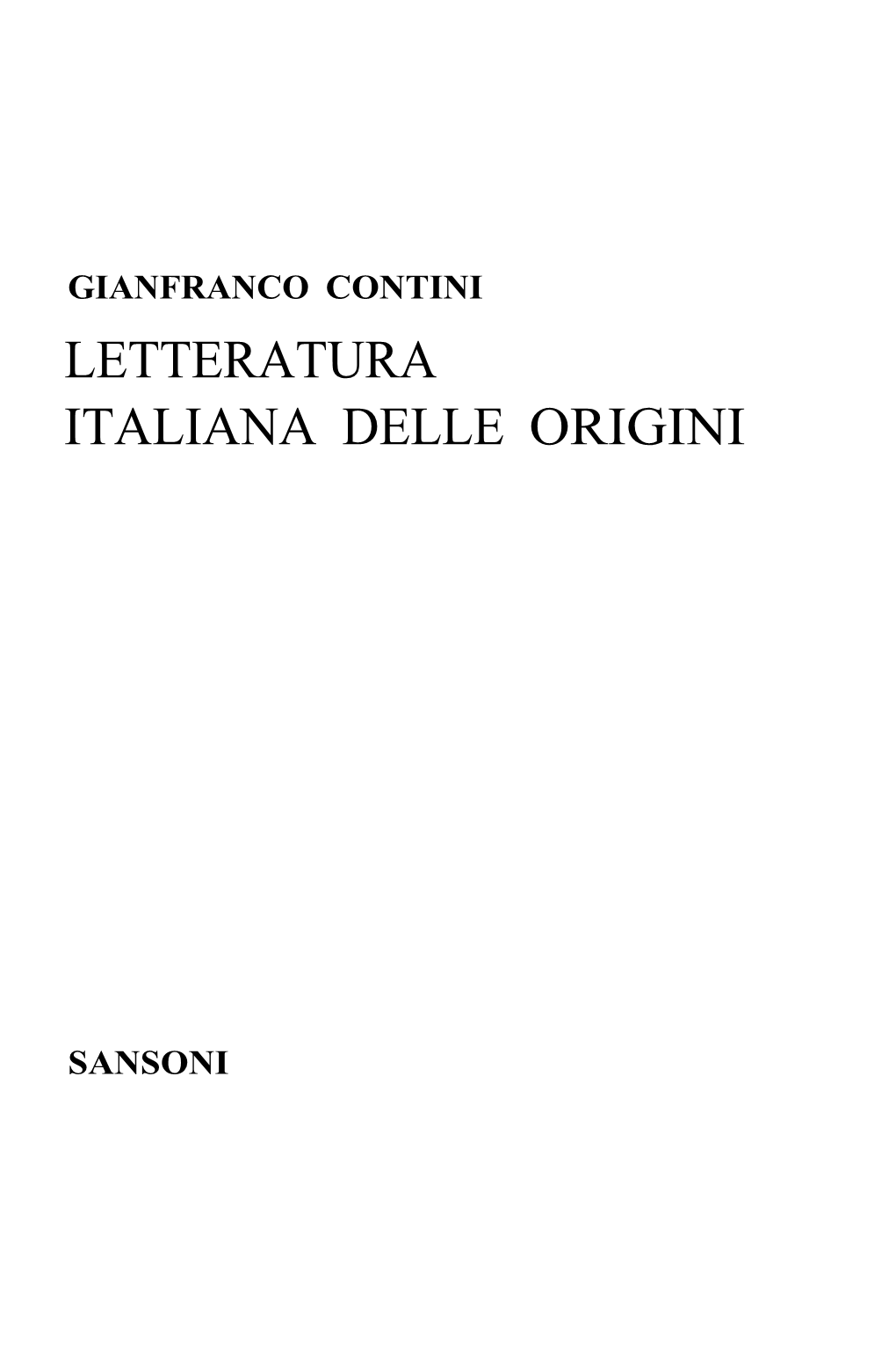 Letteratura Italiana Delle Origini