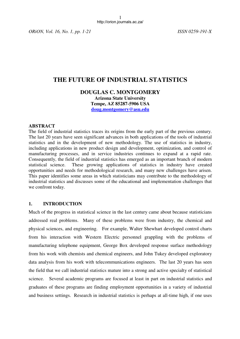 The Future of Industrial Statistics