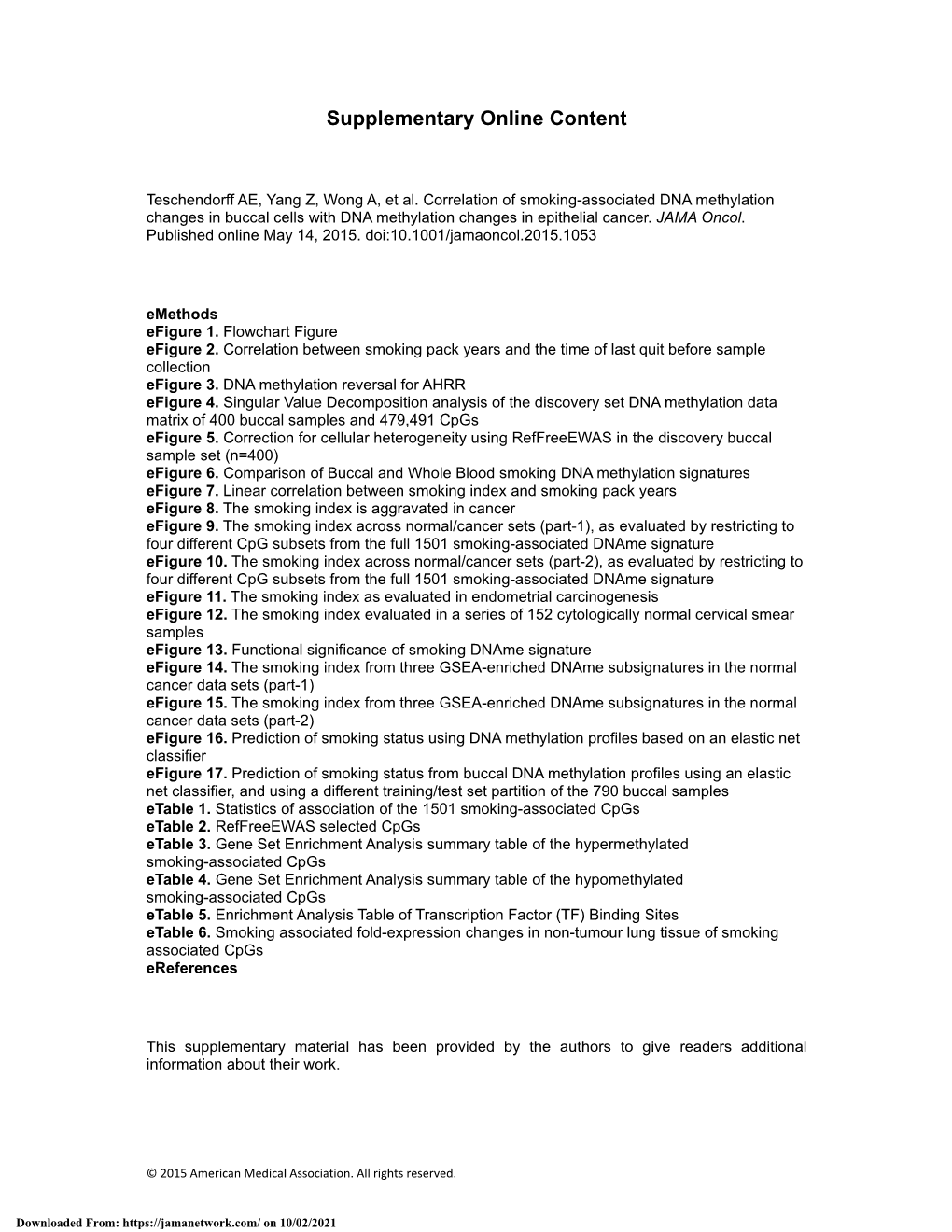 Correlation of Smoking-Associated DNA Methylation Changes in Buccal Cells with DNA Methylation Changes in Epithelial Cancer