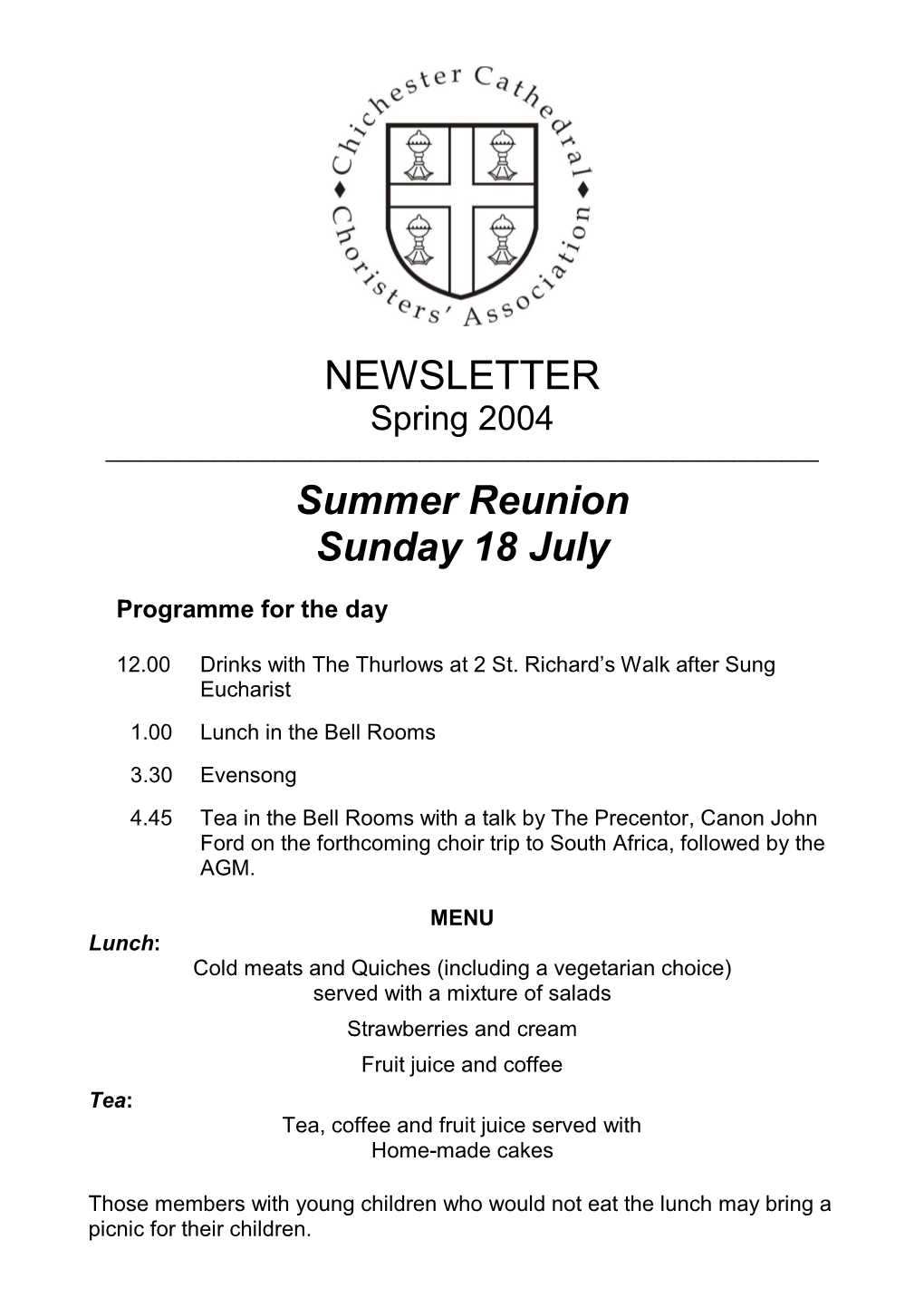 NEWSLETTER Summer Reunion