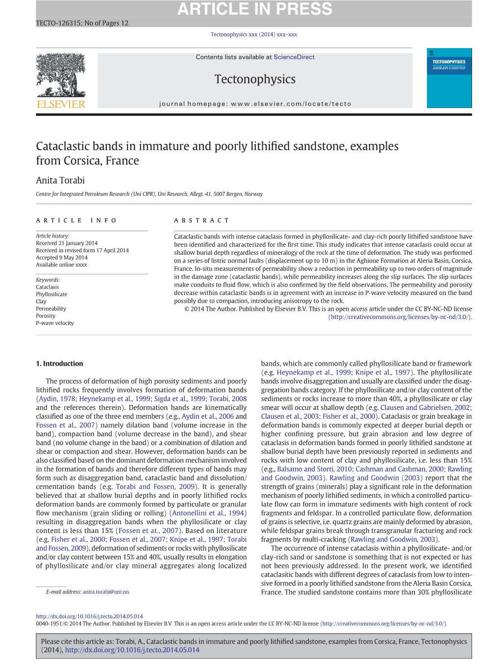 Cataclastic Bands in Immature and Poorly Lithified Sandstone, Examples