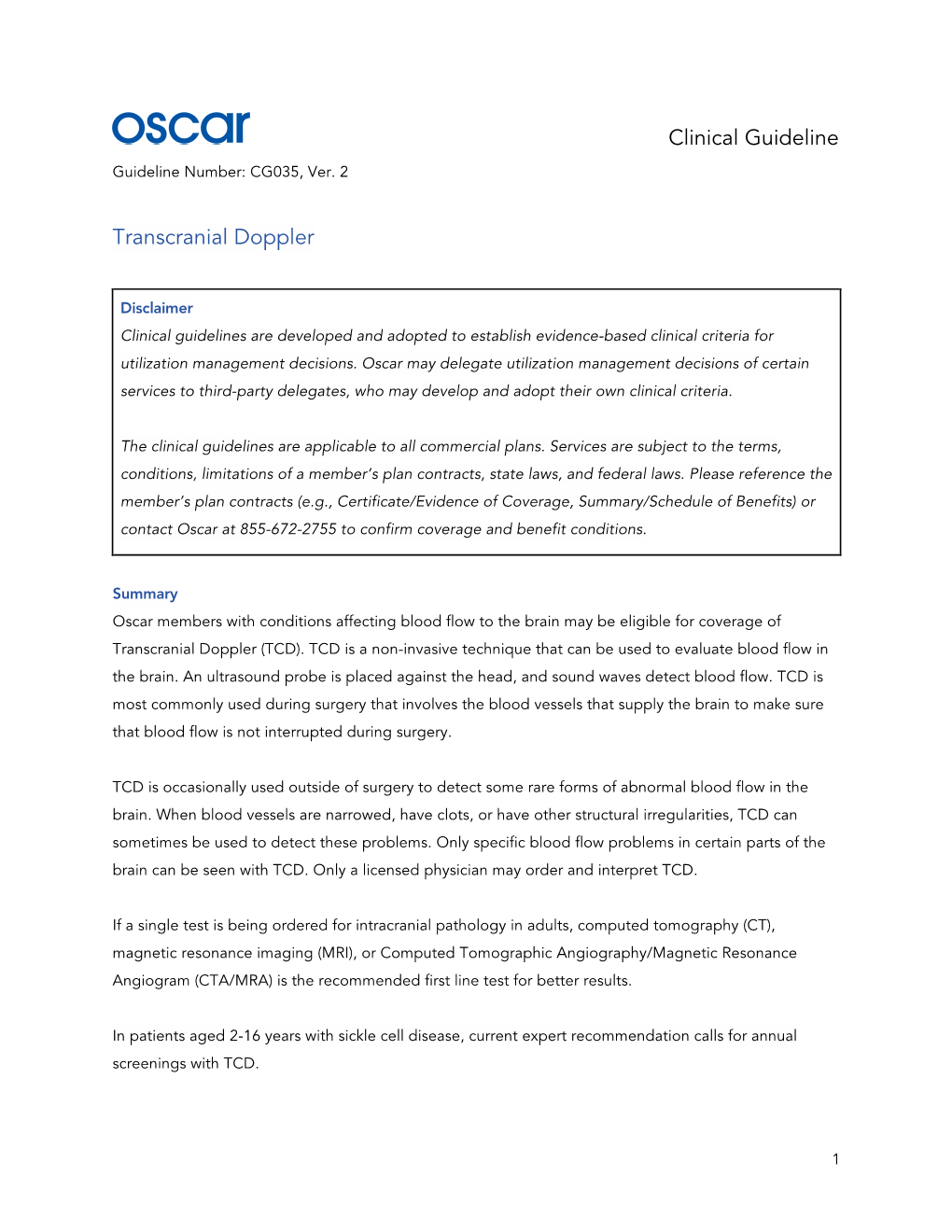 Clinical Guideline Transcranial Doppler