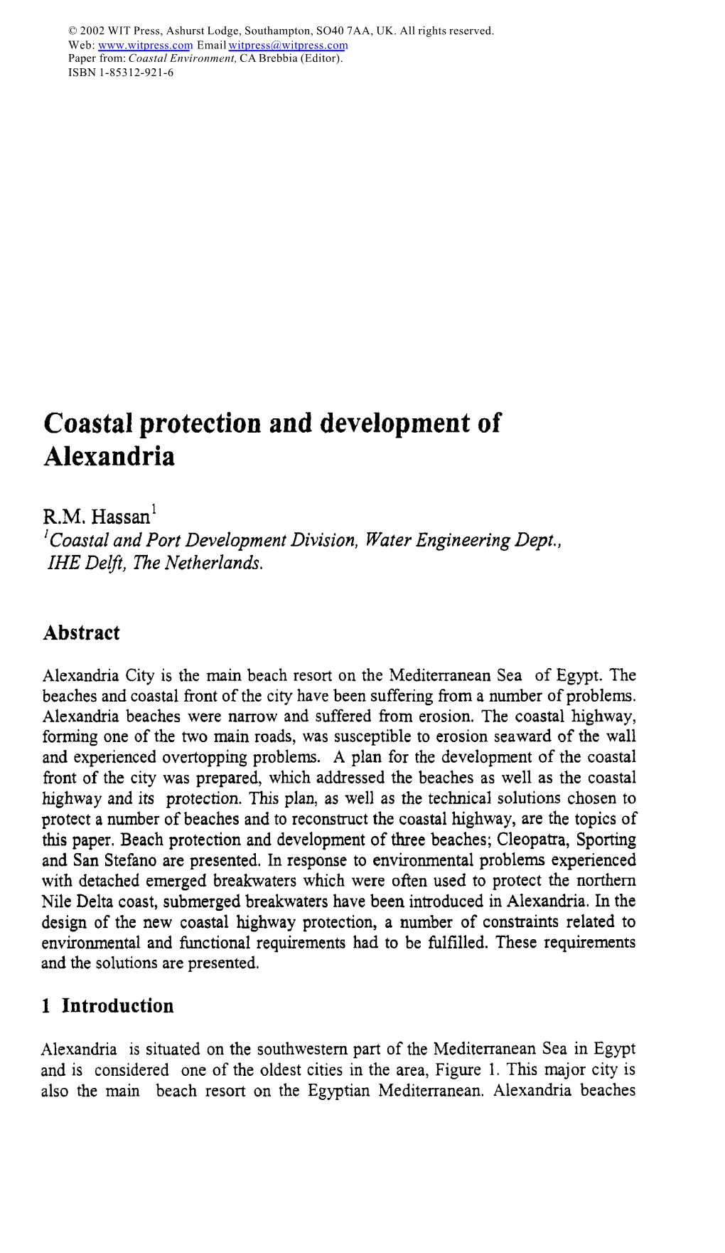 Coastal Protection and Development of Alexandria