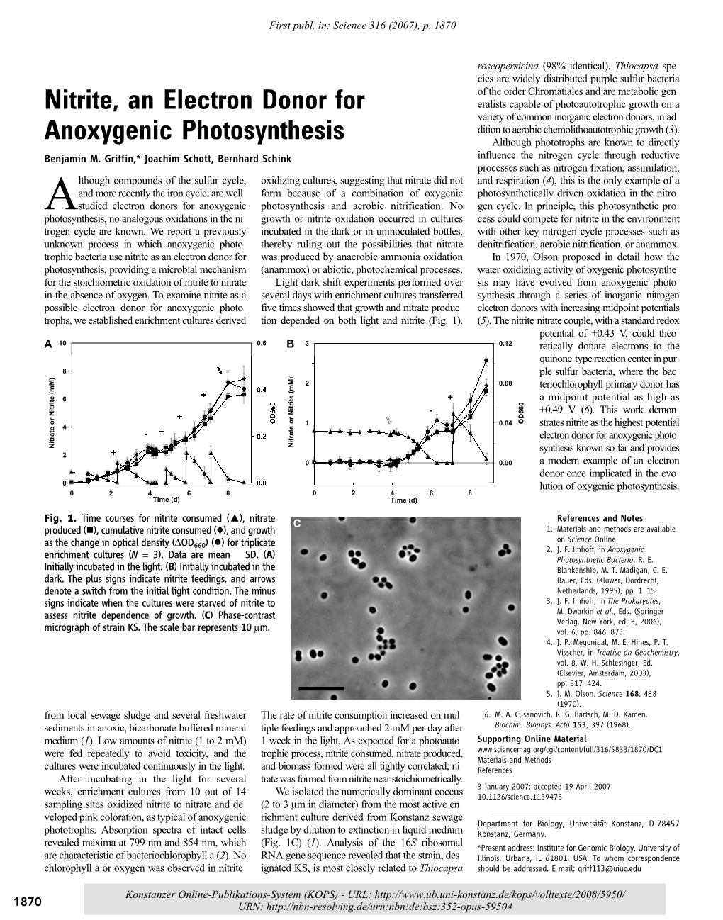 Nitrite, an Electron Donor for Anoxygenic Photosynthesis