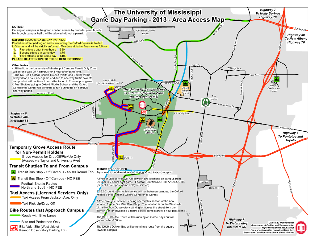 The University of Mississippi Game Day Parking