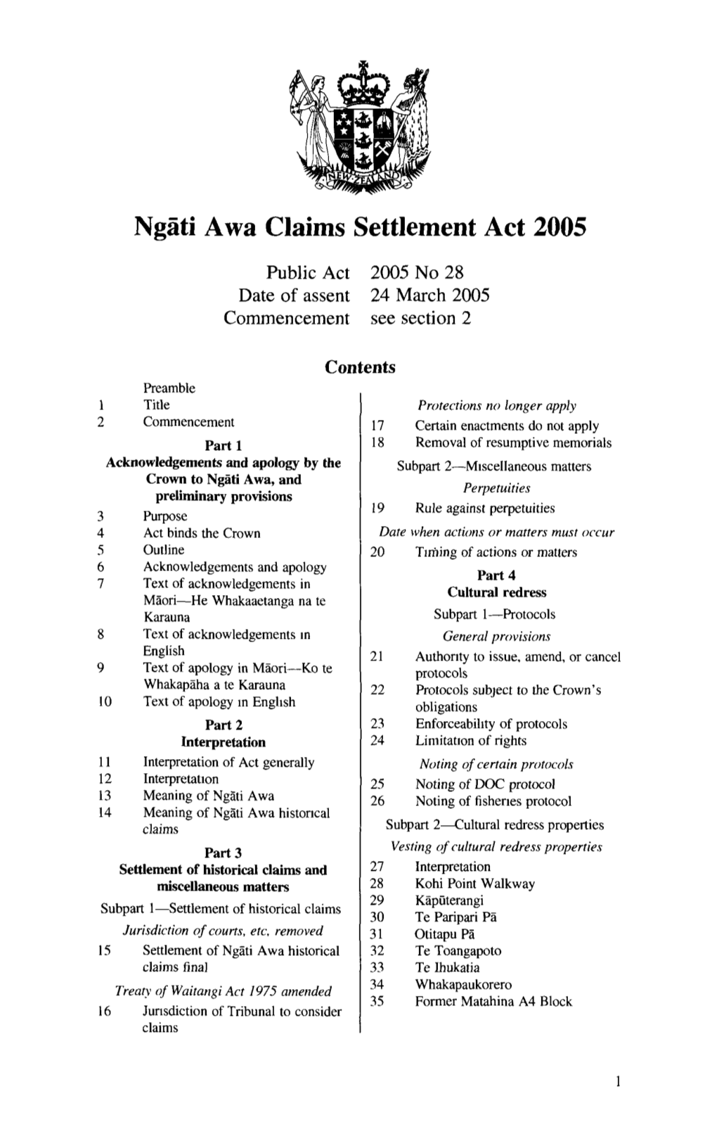 Ngati Awa Claims Settlement Act 2005