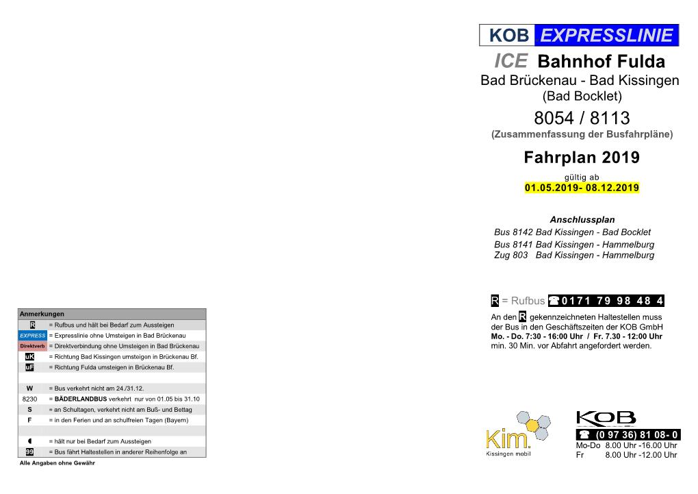 KOB .EXPRESSLINIE 1 . ICE Bahnhof Fulda 8054 / 8113