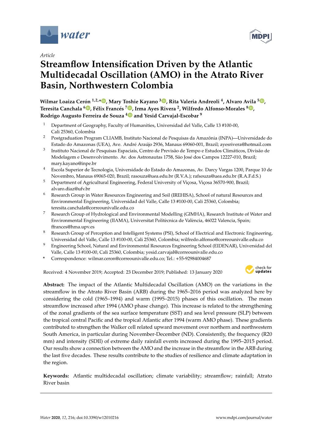 Streamflow Intensification Driven by the Atlantic Multidecadal Oscillation