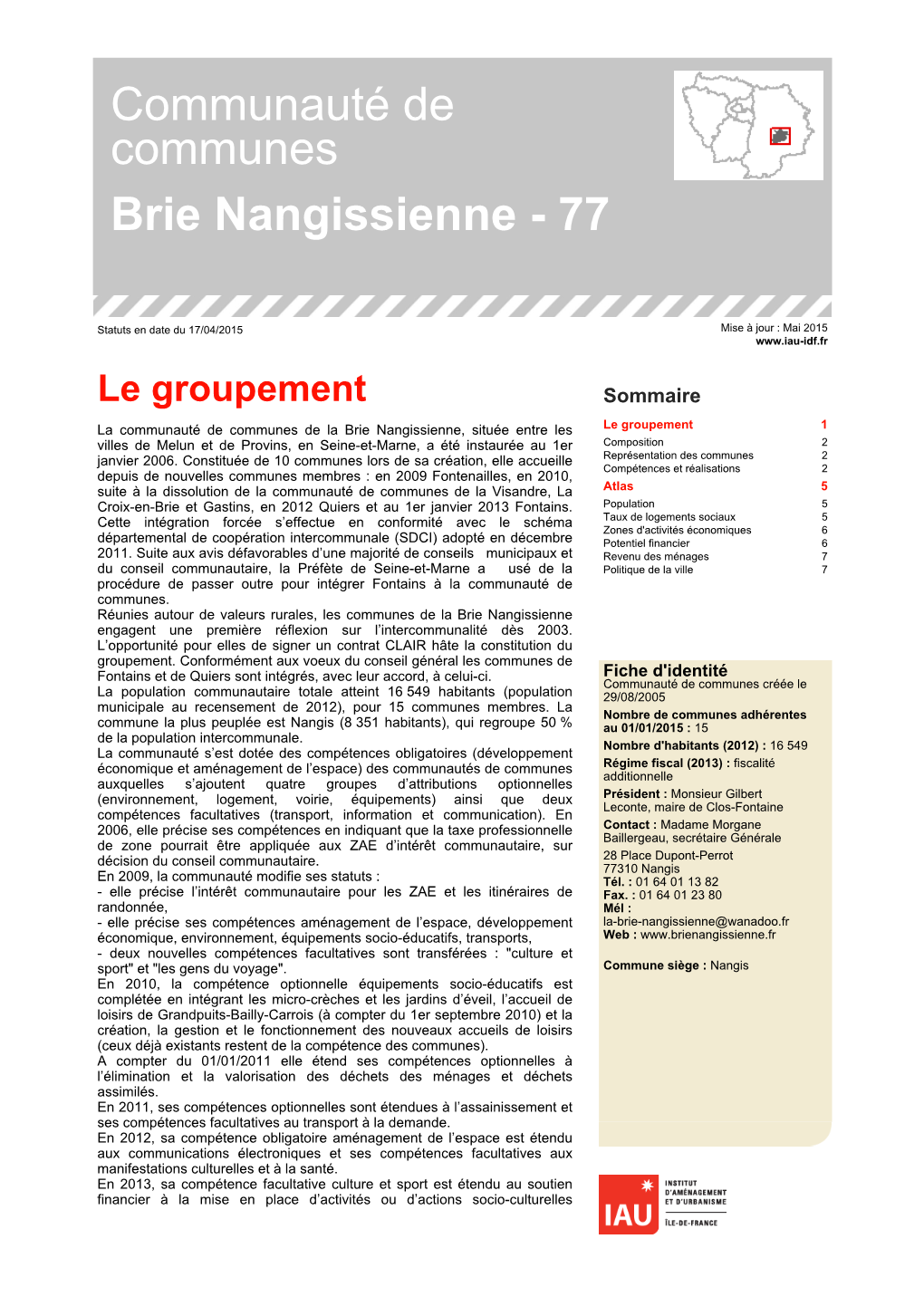 Communauté De Communes Brie Nangissienne - 77