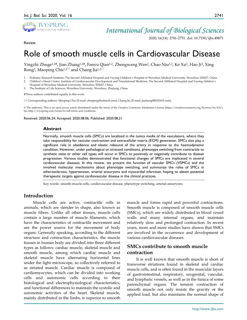 Role of Smooth Muscle Cells in Cardiovascular Disease