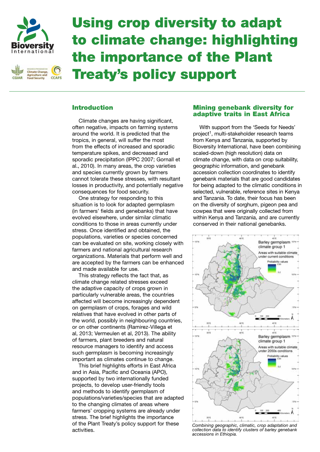 Using Crop Diversity to Adapt to Climate Change: Highlighting the Importance of the Plant Treaty’S Policy Support