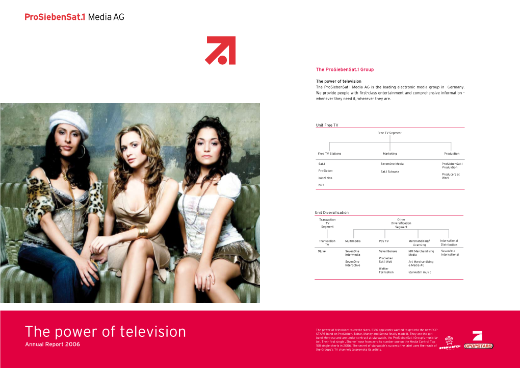 The Power of Television the Prosiebensat.1 Media AG Is the Leading Electronic Media Group in Germany