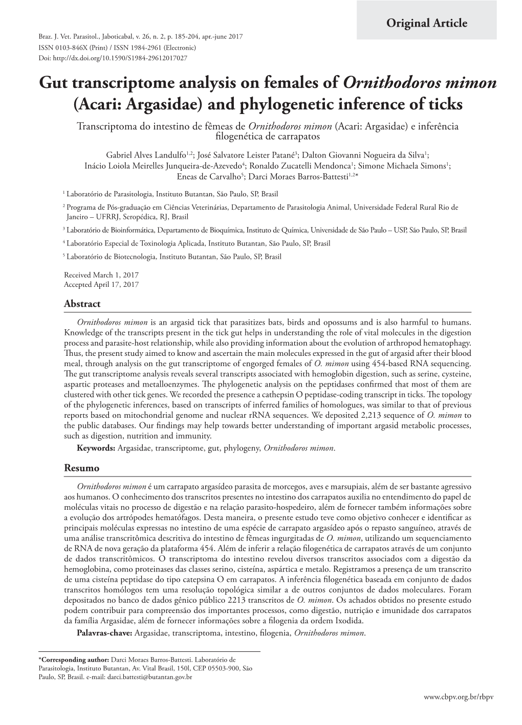 And Phylogenetic Inference of Ticks