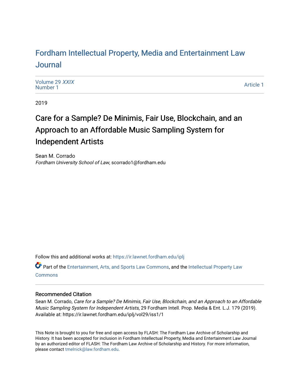 De Minimis, Fair Use, Blockchain, and an Approach to an Affordable Music Sampling System for Independent Artists