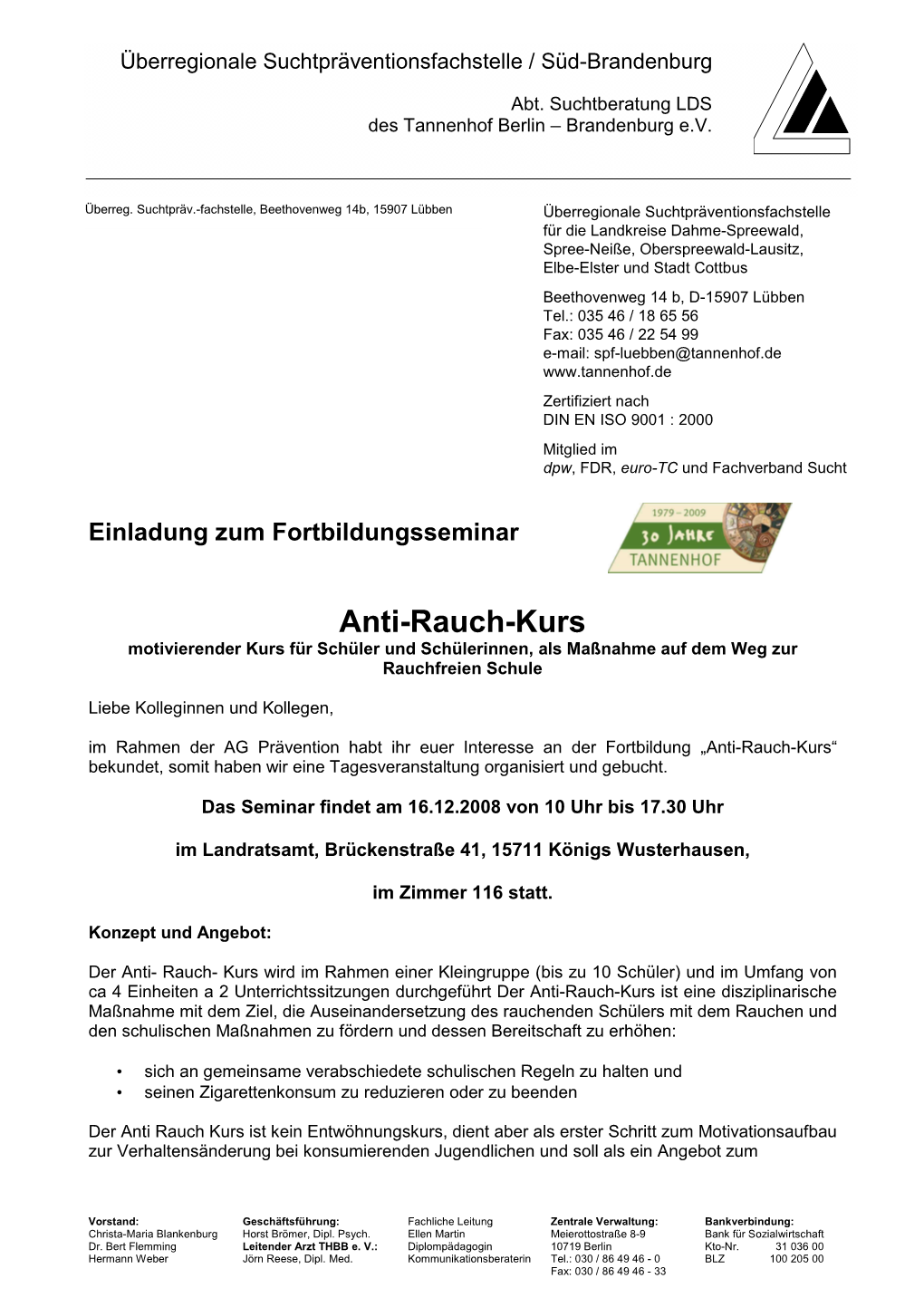 Einladung Anti-Rauch-Kurs 16.12.08