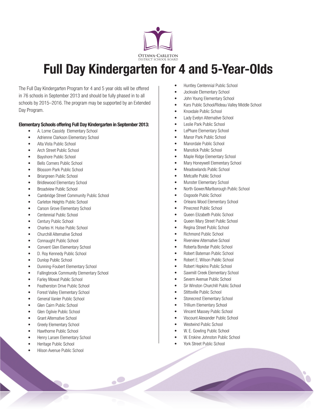 Full Day Kindergarten for 4 and 5-Year-Olds