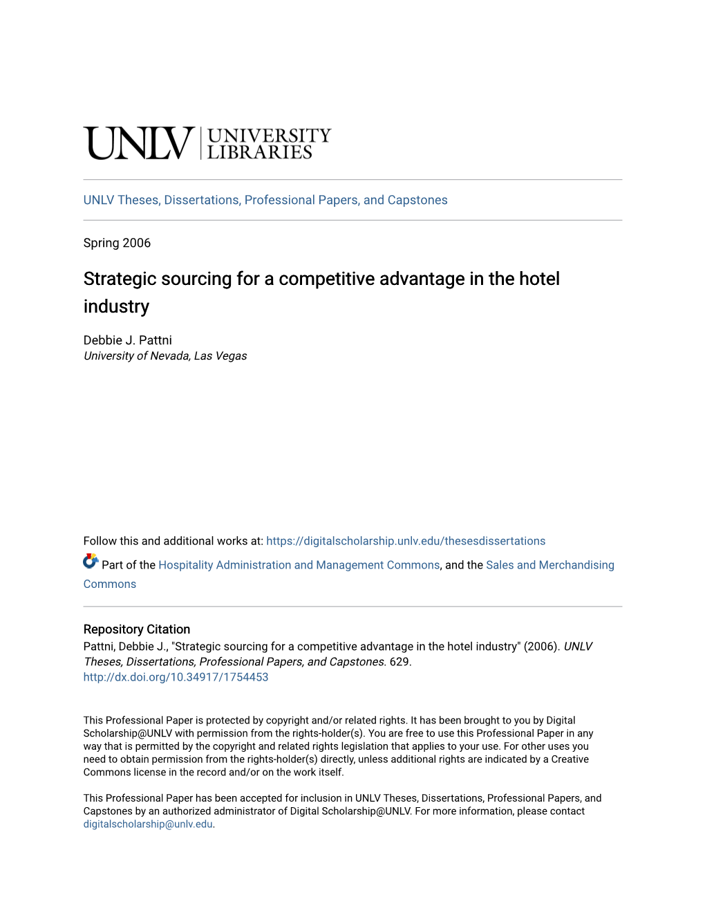 Strategic Sourcing for a Competitive Advantage in the Hotel Industry