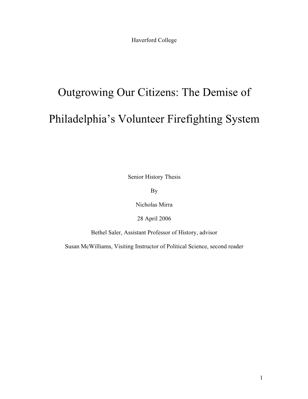 The Demise of Philadelphia's Volunteer Firefighting System