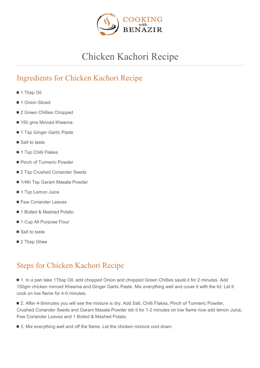 Chicken Kachori Recipe