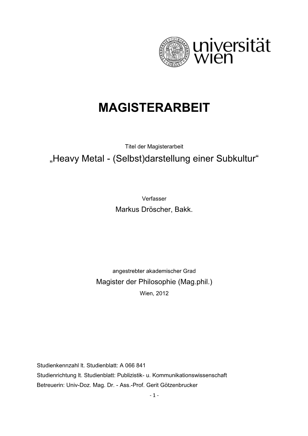 Magisterarbeit