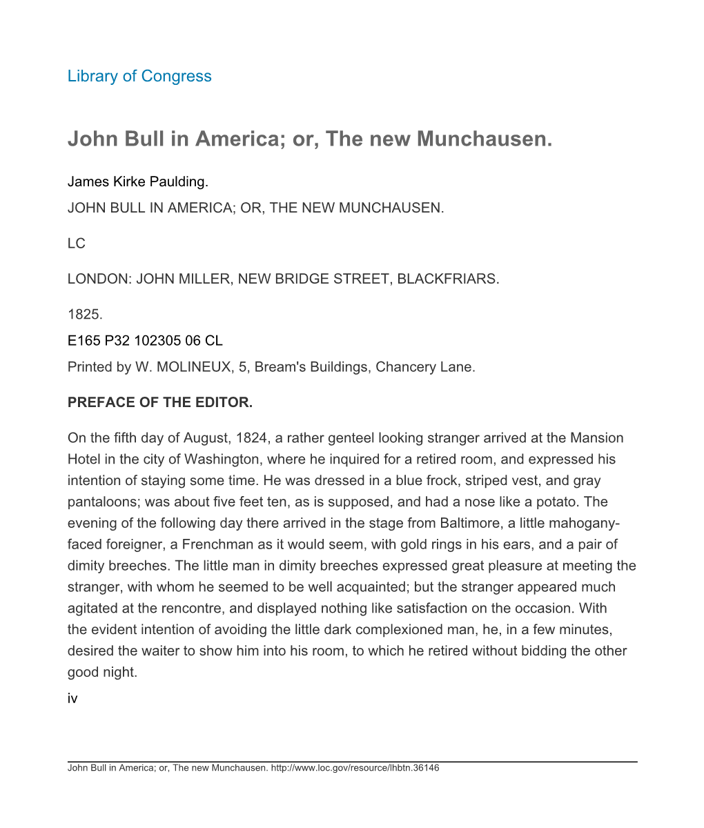 John Bull in America; Or, the New Munchausen