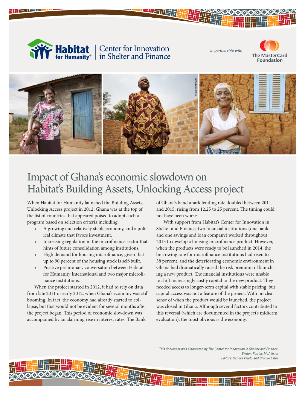 Impact of Ghana's Economic Slowdown on Habitat's Building Assets, Unlocking Access Project