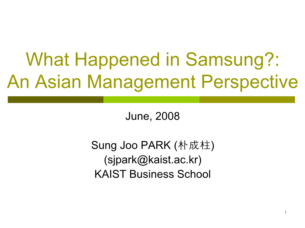 What Happened in Samsung?: an Asian Management Perspective