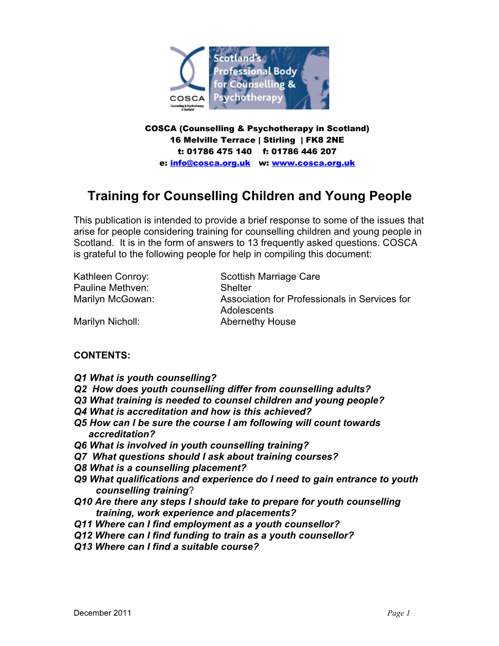 Training For Counselling Young People