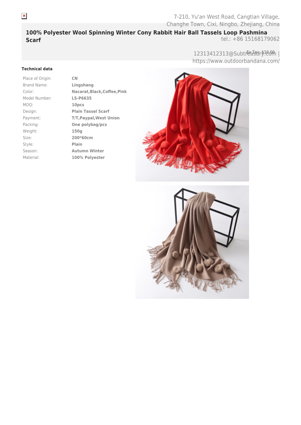 100% Polyester Wool Spinning Winter Cony Rabbit Hair Ball Tassels Loop Pashmina Scarf Tel.: +86 15168179062