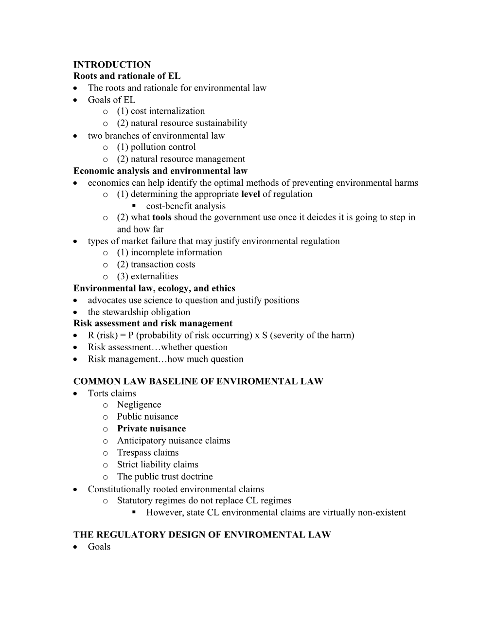 The Roots and Rationale for Environmental Law