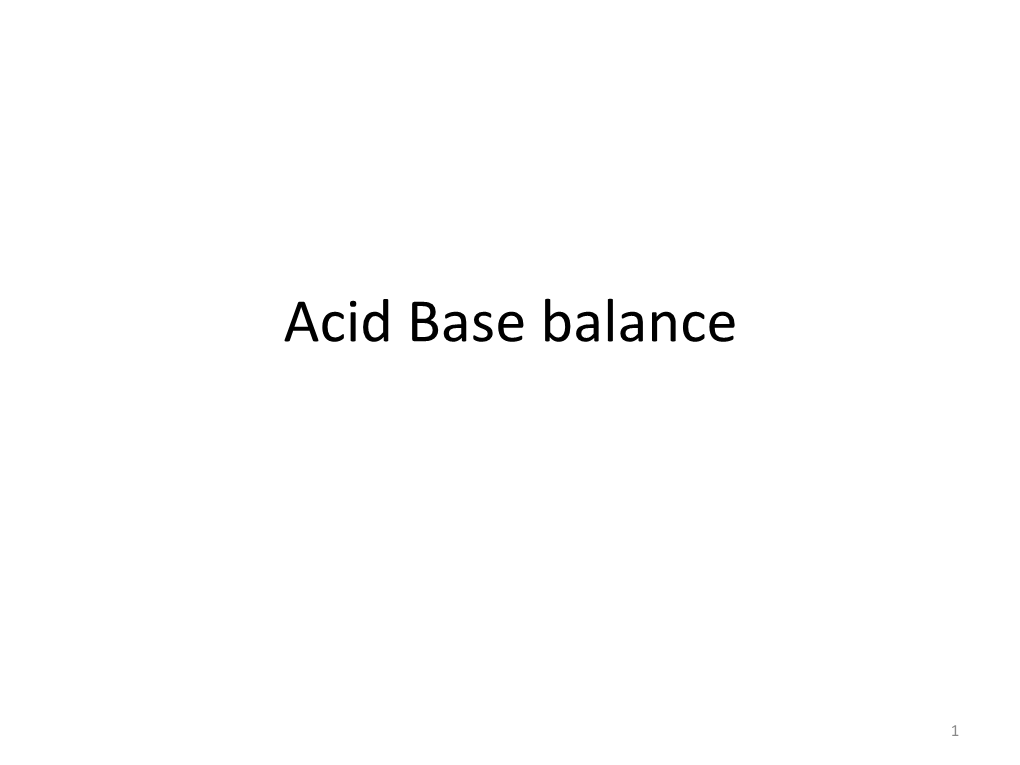 Acid Base Balance