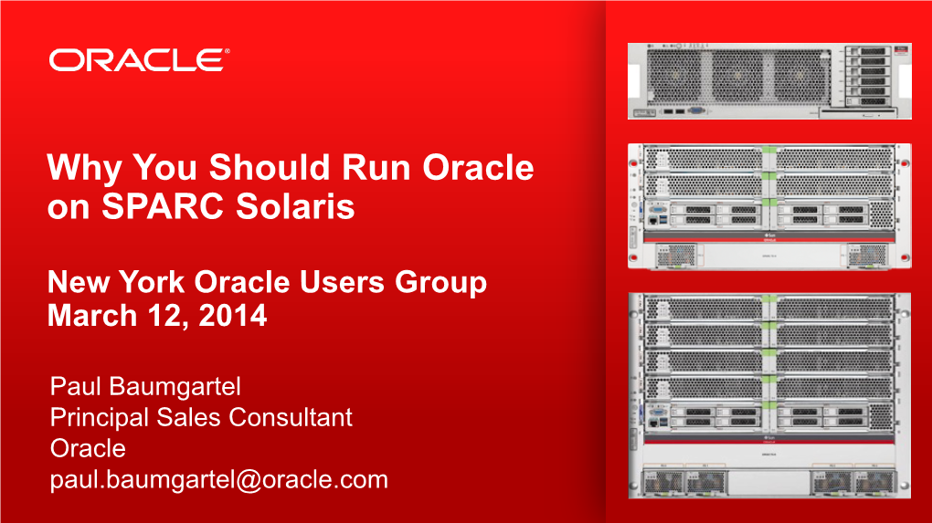 Why You Should Run Oracle on SPARC Solaris