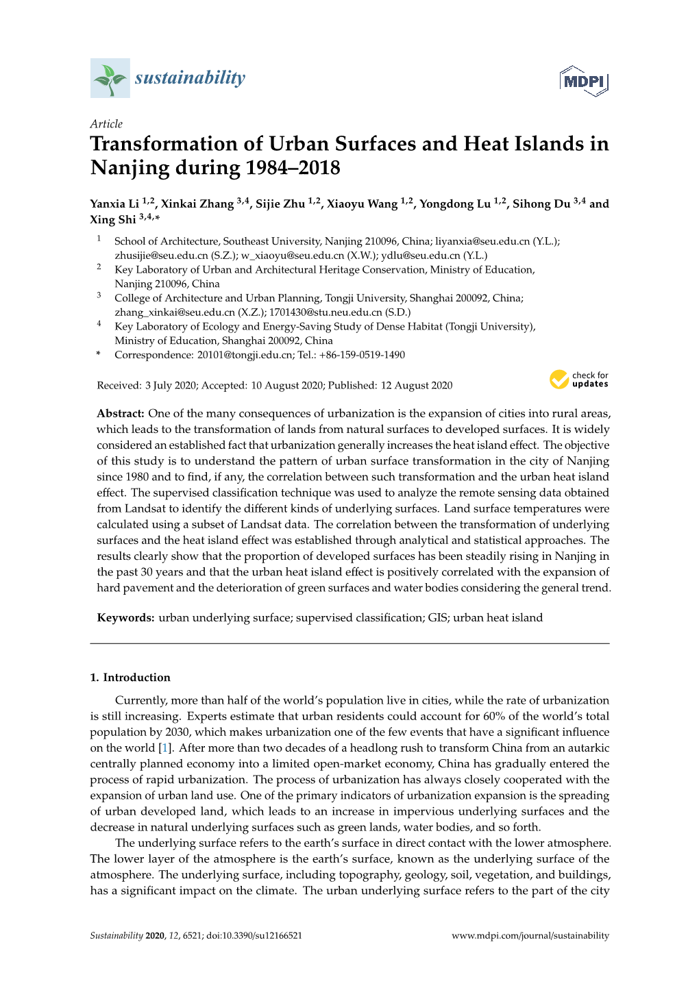 Transformation of Urban Surfaces and Heat Islands in Nanjing During 1984–2018