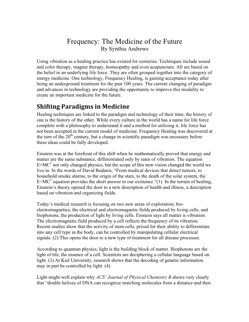 Frequency: the Medicine of the Future by Synthia Andrews